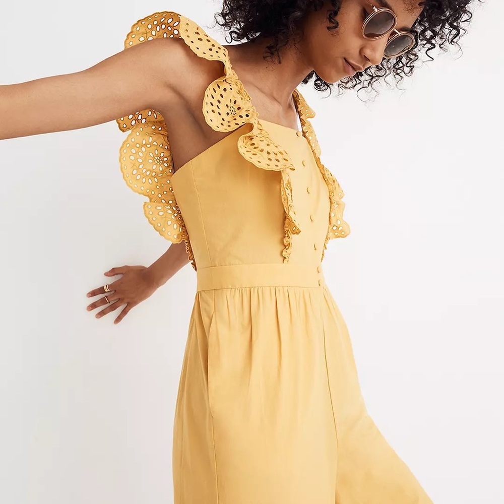Madewell Eyelet Frilled-Strap Jumpsuit - Picture 2 of 6